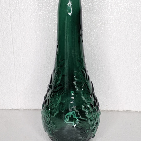 VTG DABS Green Bottle Vase Embossed Fruit Portugal - Picture 4 of 8